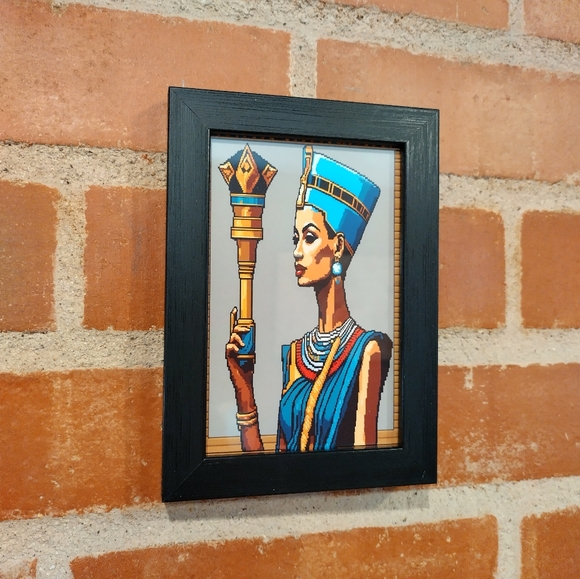 Other - 8 Bit Nefertiti Ancient Egypt Framed Mini Art Print lo-fi Pixel Art